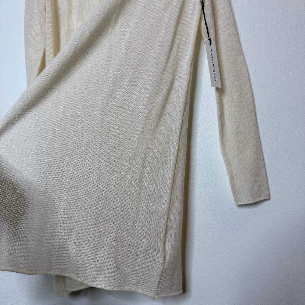 New White + Warren 100% Cashmere Trapeze Cardigan in Pearl White size small - Picture 9 of 13